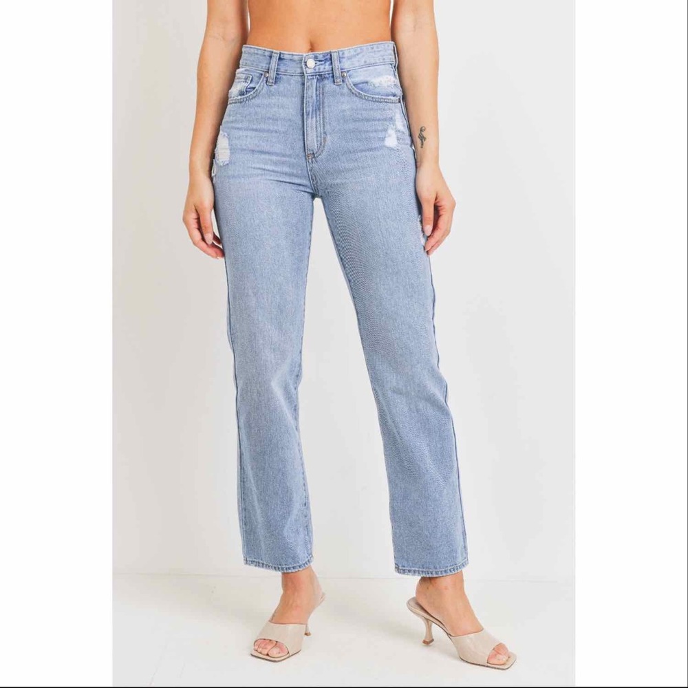 JBD Super High Rise Dad Jean with Distressing S/S 2022 NWT